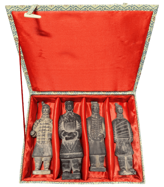 Coffret de 4 Statues Guerriers en Terracotta (15 cm)