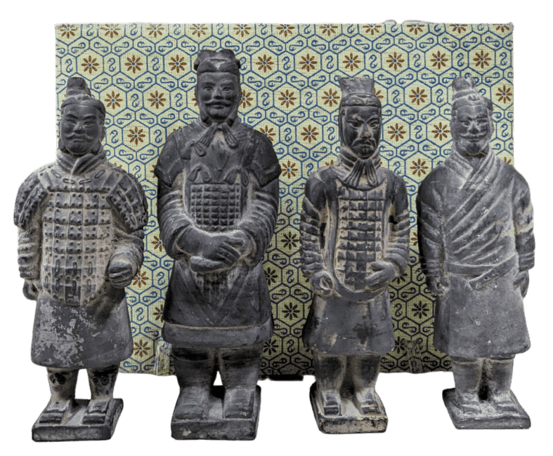 Coffret de 4 Statues Guerriers en Terracotta (15 cm)