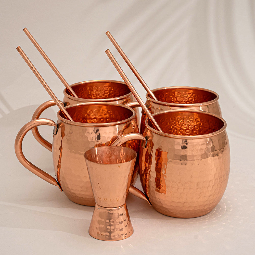 Service Moscow Mule en Cuivre Pur Martelé – Ensemble 9 Pièces
