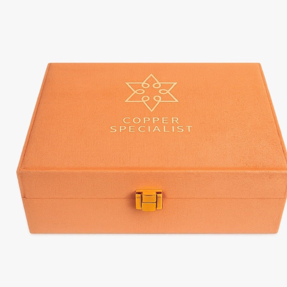 Coffret Cadeau en Cuivre Pur – 2 Tasses Lisses 300 ml – Coffret Velours Luxe