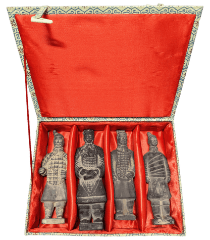 Coffret de 4 Statues Guerriers en Terracotta (15 cm)