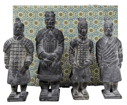Coffret de 4 Statues Guerriers en Terracotta (15 cm)