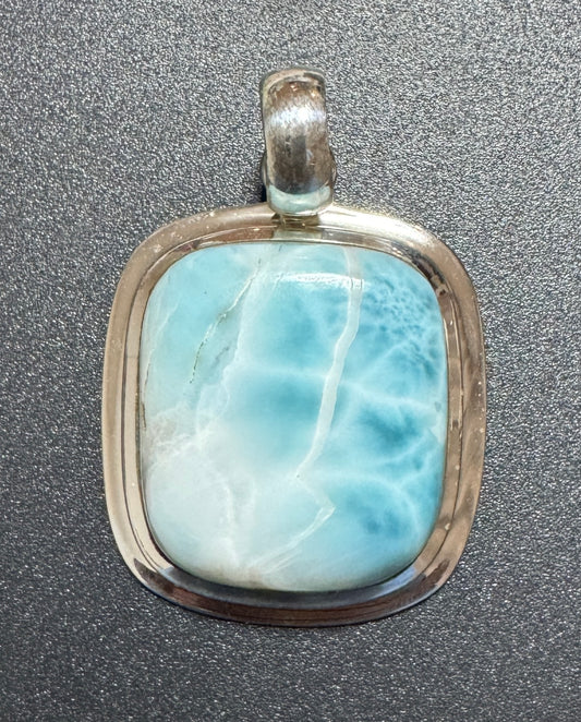 Pendentif en Argent 925 Larimar AA | 3x2,8 cm - 15,7g | Aromas Sacré