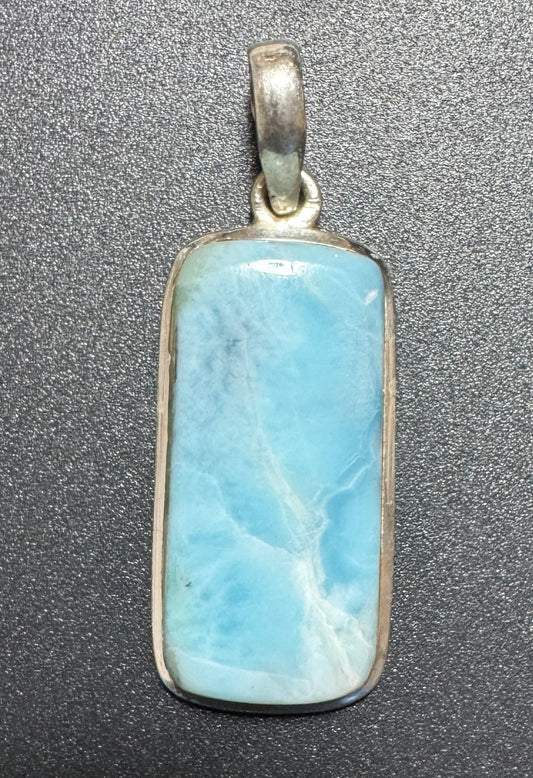 Pendentif en Argent 925 Larimar AA | 3,3x1,6 cm - 7,3g | Aromas Sacré