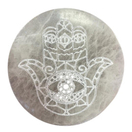 Plaque de Recharge Sélénite 10cm - Hamsa