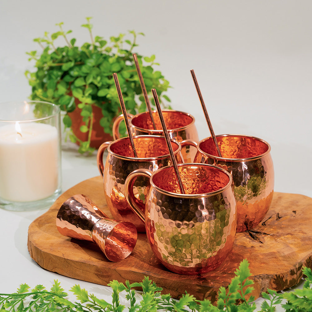 Service Moscow Mule en Cuivre Pur Martelé – Ensemble 9 Pièces