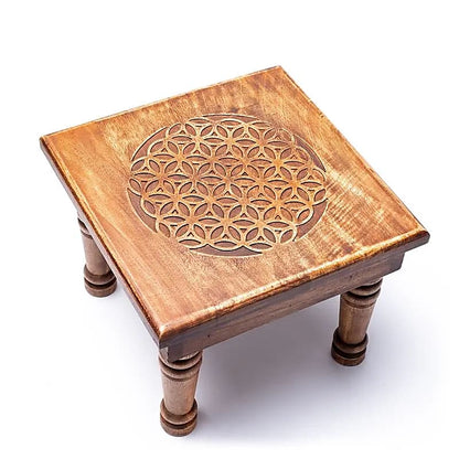 Table d'Appoint Bois Acacia Fleur de Vie