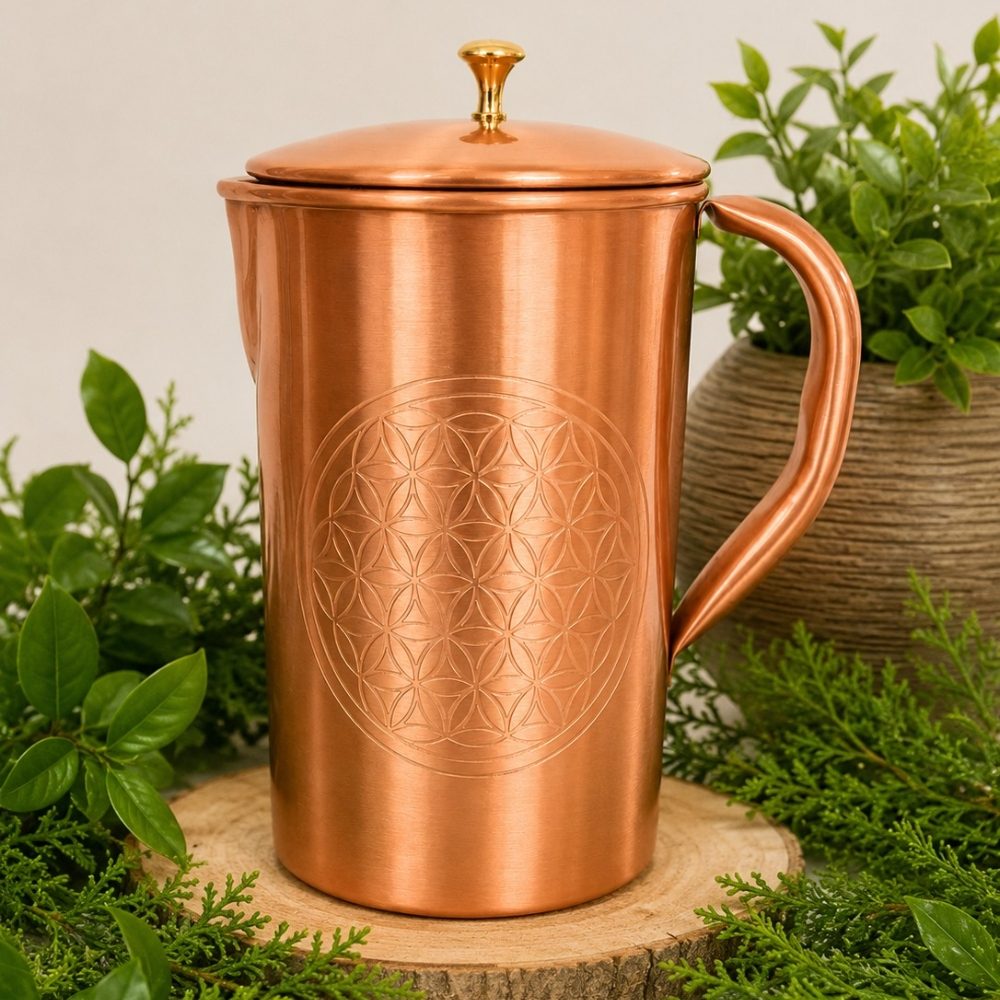 Carafe Fleur de Vie en Cuivre Pur 1,5 L | Carafe Artisanale Cuivre