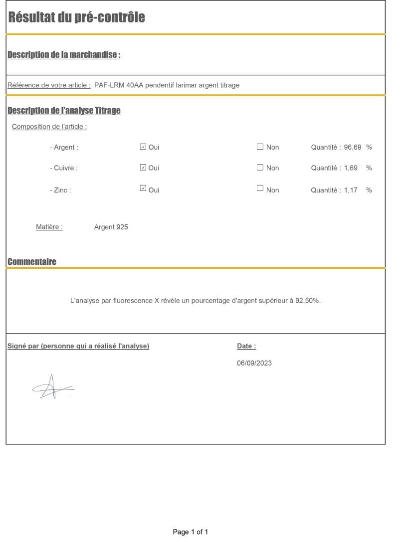 certificat argent