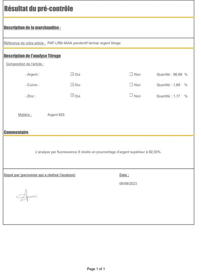 certificat argent