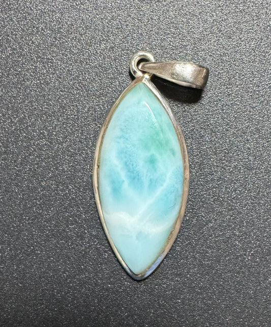 Pendentif en Argent 925 Larimar AA | 3x1,4 cm - 4,2g | Aromas Sacré